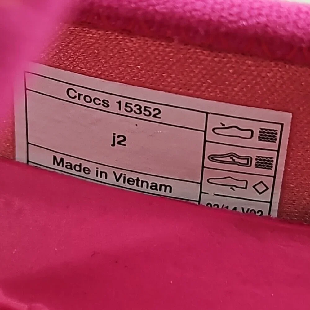 Crocs Duet Busy Day Coral‎ Pink Mary Jane Slip On Shoes Girls J2 Ballet 15352